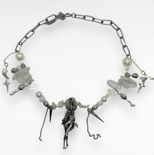 Handmade Chain Pearl Demon Necklace