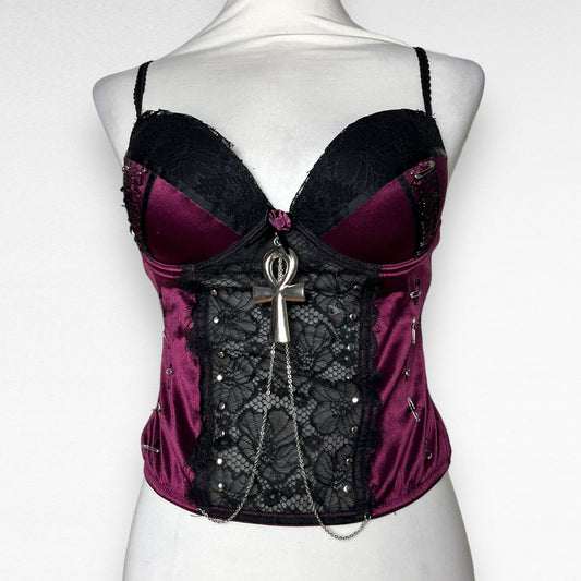 Upcycled Lingerie Ankh Top