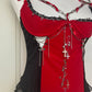 Red Upcycled Lingerie Top